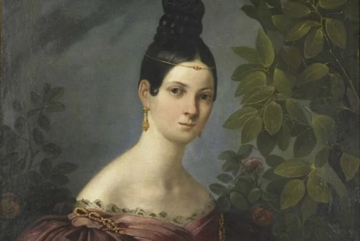 Maria Malibran op een ingekleurde gravure uit het Théâtre Italien. (Publiek Domein - wiki)