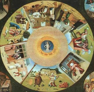 Jheronimus Bosch, De Zeven Hoofdzonden, detail. Eind 15e eeuw. Museo del Prado, Madrid.