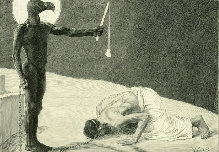 'De Mammon dienen' - Mammon en zijn slaaf, gravure van Johann Jacob Welzer (Publiek Domein - wiki)