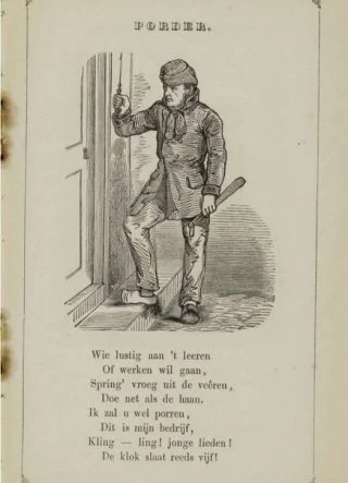 Porder in een prentenboek van J. Schenkman en Pieter van Arum, ca. 1850 (Publiek Domein - KB - wiki)