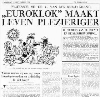 Artikel van A. Huguenot van der Linden over de Euroklok - Telegraaf, 13 september 1958 (Delpher)