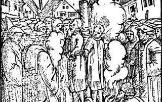 Jan van Essen en Hendrik Voes op de brandstapel (Publiek Domein - Ludwig Rabus)
