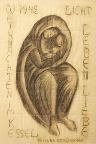 De Madonna van Stalingrad, getekend door luitenant Kurt Reuber. (Wikimedia Commons)