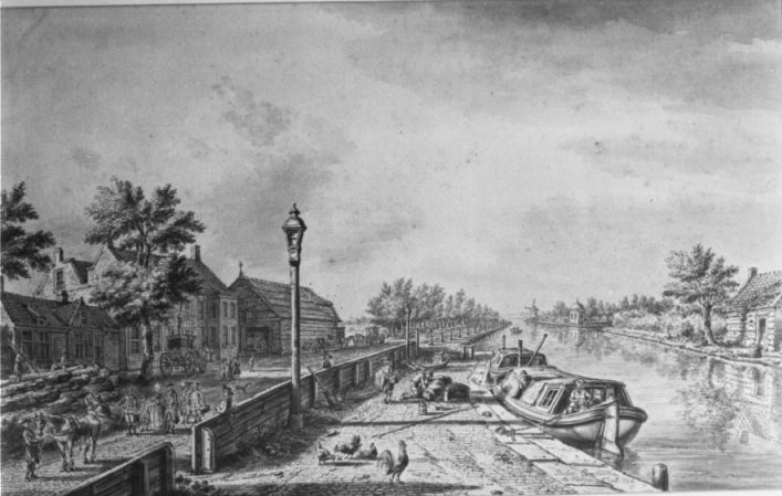 Herberg 'de Prins' aan de Haarlemmertrekvaart - Reproductie door P.C. la Fargue 1778 (CC BY-SA 4.0 - Rijksdienst voor het Cultureel Erfgoed)