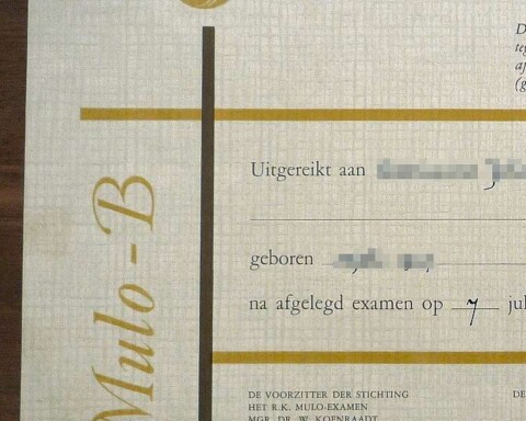Mulo-B-diploma uit 1965