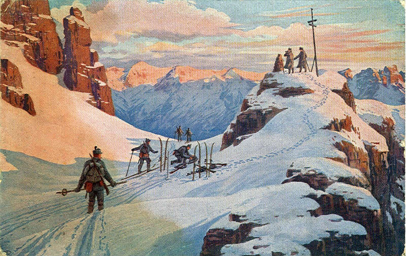 'Vechten voor Tirol', ansichtkaart uit 1916 (Publiek Domein - wiki)