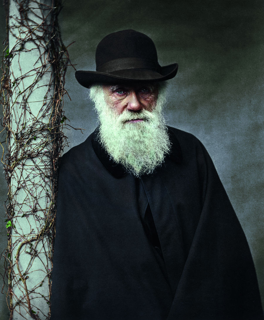 Foto van Charles Darwin - Foto uit: ‘De tijd in kleur. Beelden uit de wereldgeschiedenis 1850 – 1960’ - Dan Jones en Marina Amaral, Uitgeverij Omniboek
