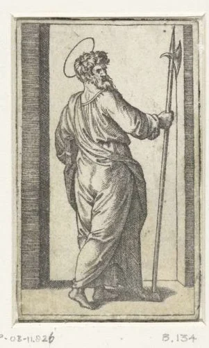 Apostel Judas Taddeüs met hellebaard (Publiek Domein - Europeana)