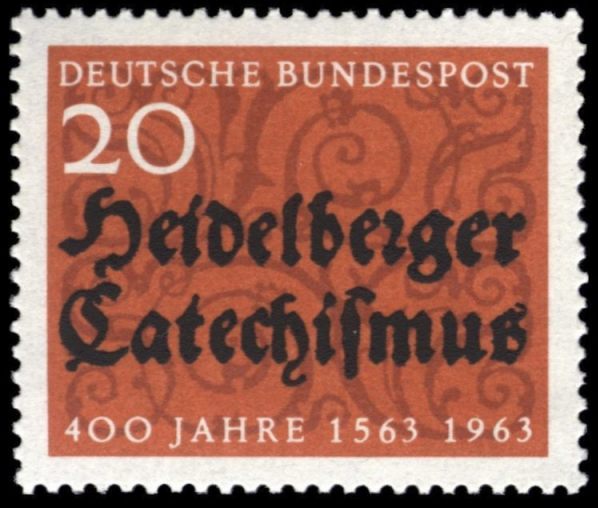 Duitse postzegel uit 1963, ter gelegenheid van 400 jaar Heidelbergse Catechismus (Publiek Domein - Deutsche Bundespost)