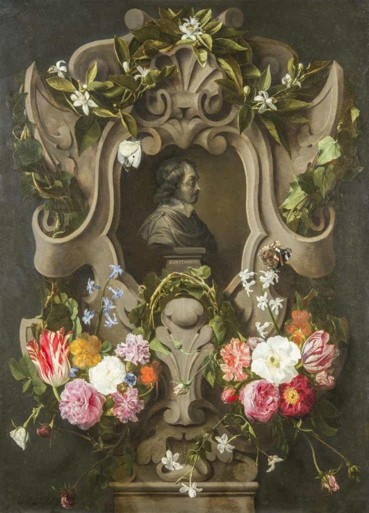 Bloemencartouche rond een buste van Constantijn Huygens (1596-1687) - (Mauritshuis - Foto Ivo Hoekstra)