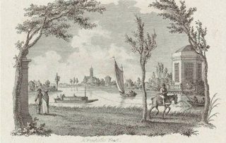 Rivierlandschap met een trekschuit - Reinier Vinkeles, ca. 1751-1816 (Publiek Domein - Europeana)