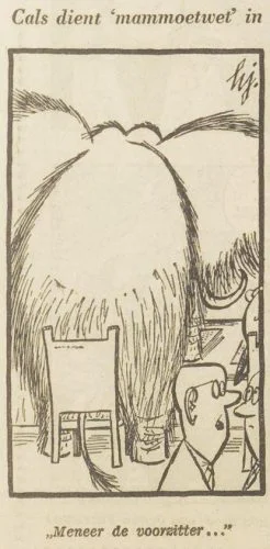 Illustratie in 'Het vrĳe volk' van 31 oktober 1958 over de Mammoetwet (Delpher)