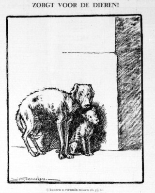 Tekening van Louis Raemaekers in De Telegraaf, tijdens de eerste Dierendag, 1930 