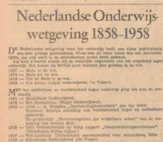 Nederlandse Onderwijs wetgeving 1858-1958. Bron: Delpher