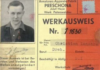 Werkausweis fabriek Preschona, d.d. 12 mei 1944
