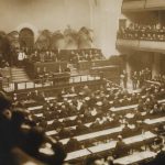 Bijeenkomst van de Volkenbond in 1920, in de Salle de la Réformation in Geneve