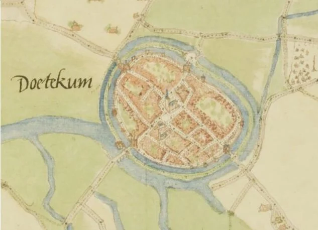 Vroegst bekende plattegrond van Doetinchem, door Jacob van Deventer. (Jacob van Deventer - Het Gelders Archief, wiki)