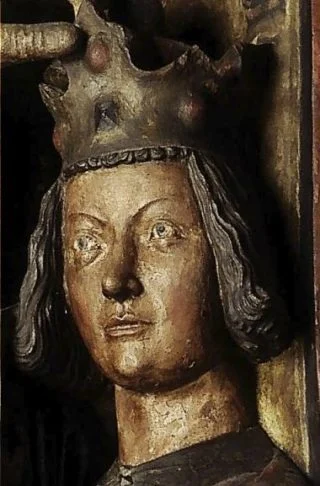 Graaf-koning Willem II in 1249-50. Detail uit de grafzerk van aartsbisschop Siegfried van Eppstein (+1249), in de dom van Mainz (10-12)