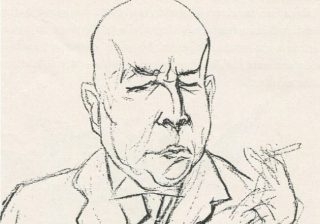 Oswald Spengler, tekening van Rudolf Großmann im Simplicissimus, 1922 (Publiek Domein - wiki)
