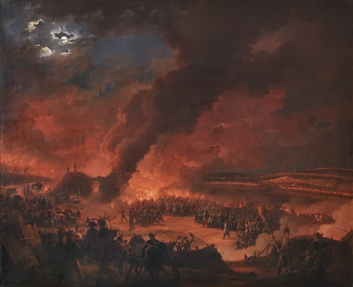 Het leger juicht Napoleon toe in de nacht voor de slag - Louis Albert Guislain Bacler d'Albe