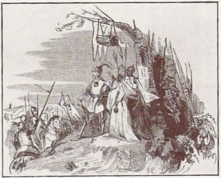 Grimbergse Oorlogen - Godfried III van Brabant in zijn wieg aan de tak van een eik tijdens de Slag van Ransbeek.