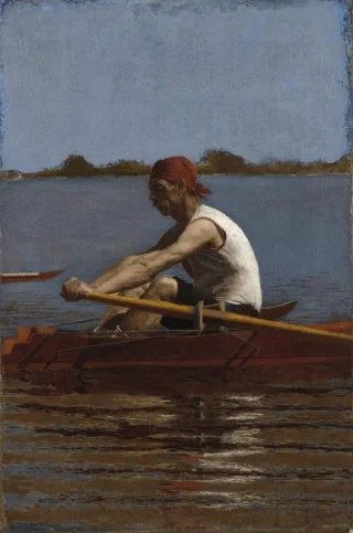 John Biglin in a Single Scull - Thomas Eakins, 1874 (Publiek Domein - wiki)