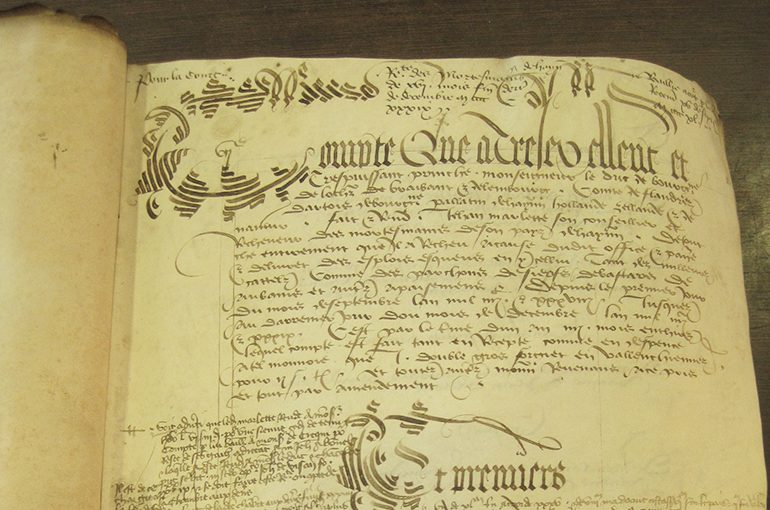 Mortmain rekening september 1438 september 1439 (Archives departementales du Nord à Lille bestand B 12206 folio 1)