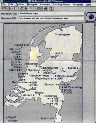 Kaart met internethosts in 1994 (herkomst onbekend)