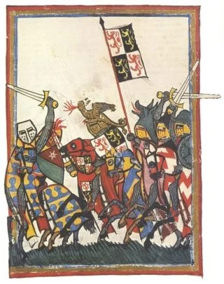 Afbeelding van de Slag bij Woeringen uit de Codex Manesse (1305-1340) - Publiek Domein / wiki