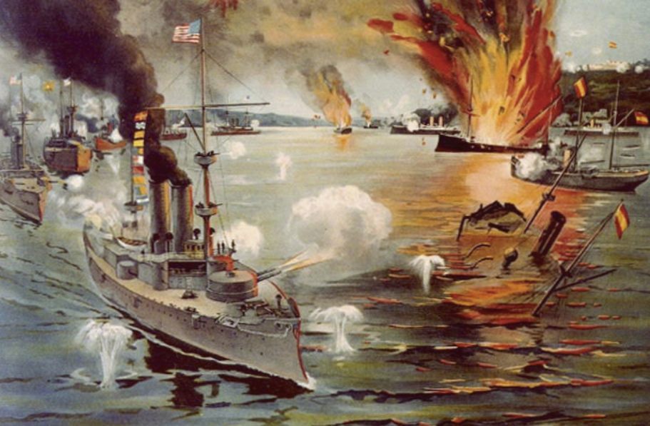 Slag in de Baai van Manilla - Onderdeel van de Spaans-Amerikaanse Oorlog (Publiek Domein - wiki)