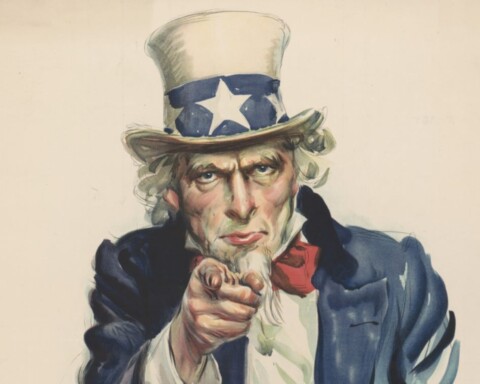 Verbeelding van Uncle Sam op een poster van J. M. Flagg's uit 1917 (Publiek Domein - wiki)