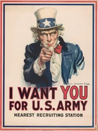 Uncle Sam op een wervingsposter van het Amerikaanse leger