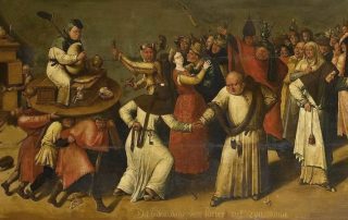 Het gevecht tussen Carnaval en Vasten, ca. 1600-1620 - Navolger van Jheronimus Bosch (Publiek Domein - wiki)