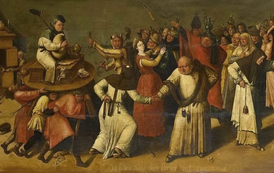 Het gevecht tussen Carnaval en Vasten, ca. 1600-1620 - Navolger van Jheronimus Bosch (Publiek Domein - wiki)