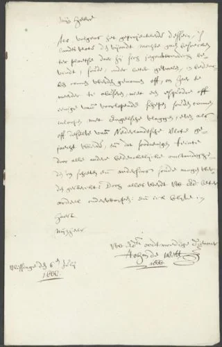 Brief Johan de Witt aan Michiel de Ruijter van 6 juli 1666 (Nationaal Archief 1.10.72, inv. nr. 92)