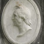 Portret van Gilles-Lambert Godecharle (voetstuk van het monument van Thomas Vinçotte in het Warandepark, Brussel). - Publiek domein / wiki