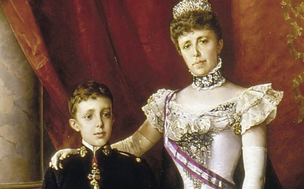 Alfons als kind met zijn moeder, Maria Christina - Luis Álvarez Catalá (Publiek Domein - wiki)