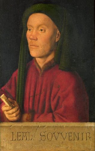 Léal Souvenir (Timotheus) - Schilderij waarop Kan Van Eyck mogelijk Hubert van Eyck afbeeldde (Publiek Domein - wiki)