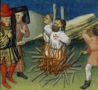 Terechtstelling van Jacques de Molay en Geoffroy de Charnays