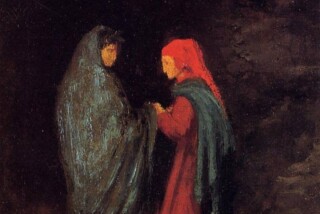 Dante en Vergilius aan de ingang van het Inferno