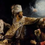 Een teken aan de wand - Het feestmaal van Belsazar - Rembrandt, 1635 (Publiek Domein - wiki)