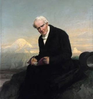 Alexander von Humboldt bij de Chimborazo. Geschilderd in 1859 (Julius Schrader)