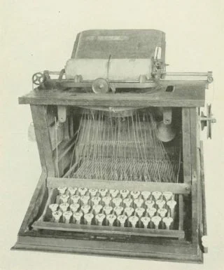 Typemachine van Christopher Sholes, 1873 (Publiek Domein - wiki)