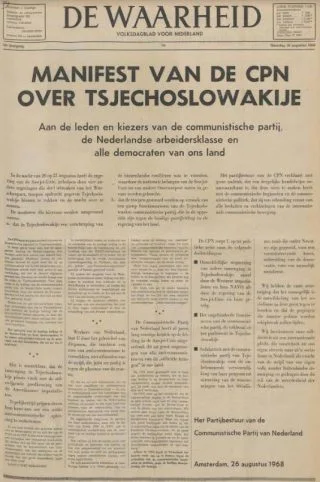 Manifest van de CPN (De Waarheid, 26-8-1968 Delpher)