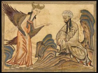 Mohammed met aartsengel Gabriël(Publiek Domein - wiki)