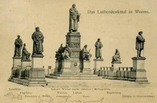 Protestanten - Luther-monument in Worms (Publiek Domein - wiki)