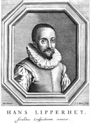 Portret van Hans Lippershey in het boek van Pierre Borel "De vero telescopii inventore" (1655)