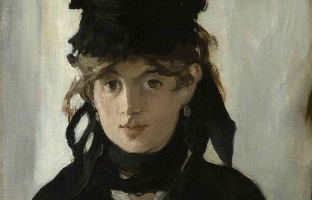 Berthe Morisot geportretteerd door Édouard Manet, 1870 - detail (Publiek Domein - wiki)