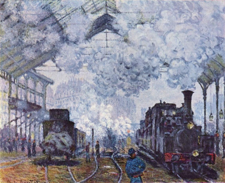 De Gare Saint-Lazare op een schilderij van Claude Monet (1877)