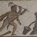 Een augiasstal uitmesten - Romeins mozaïek waarop dit werk wordt afgebeeld (CC BY-SA 3.0 – wiki – Luis Garcia)
